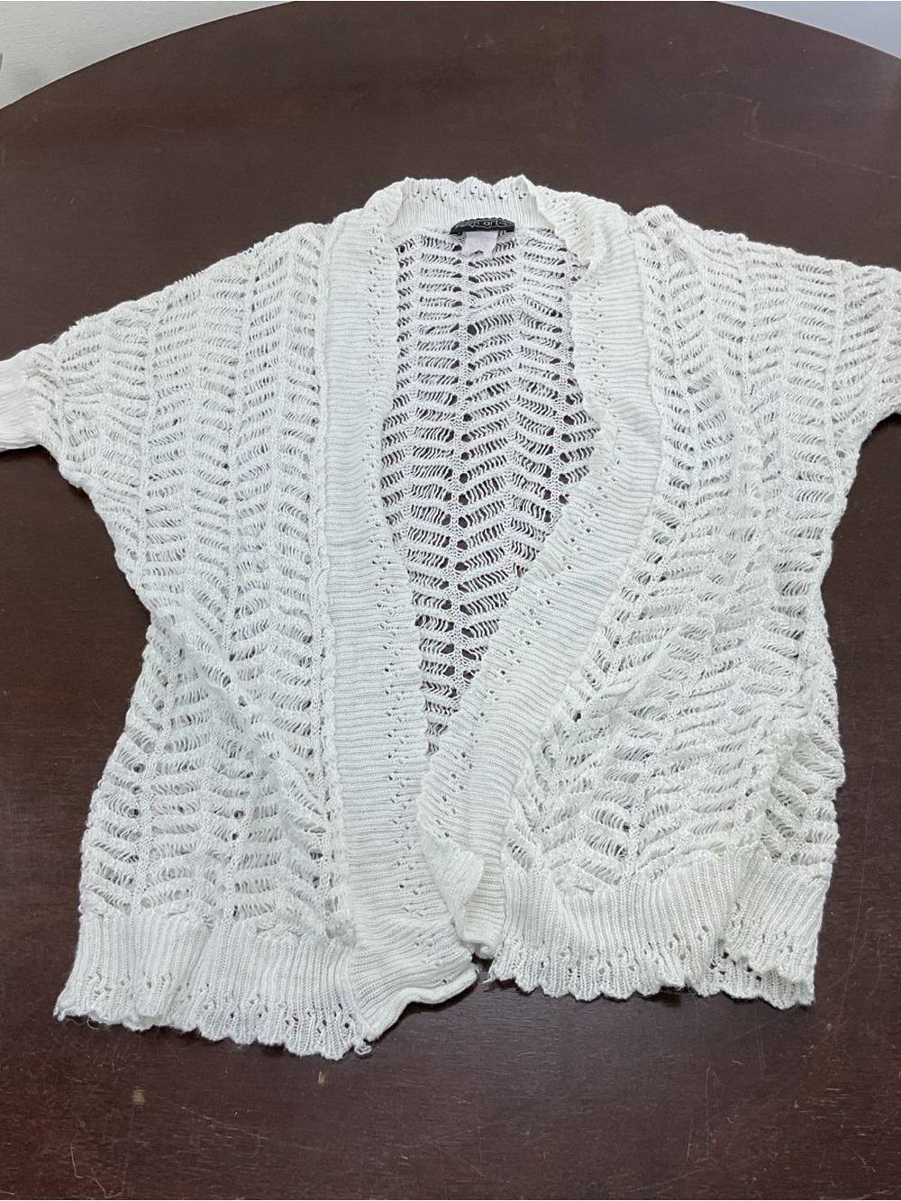 Open-Knit White Women's Cardigan Sweater